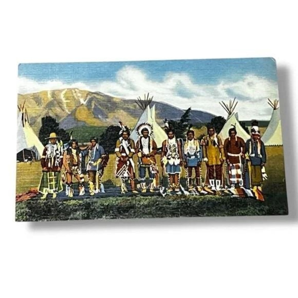 Postcard Apache Indians in Camp New Mexico & Arizona Linen Card C368
